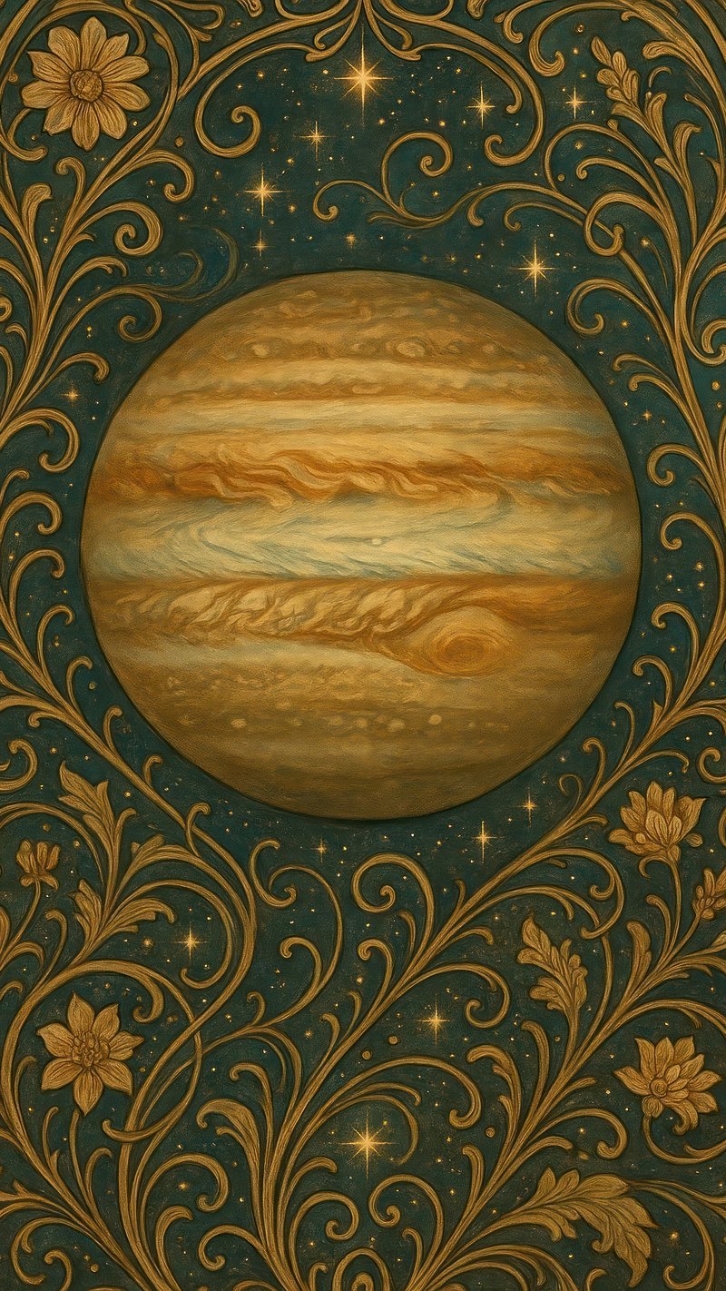 Ornate celestial planet illustration
