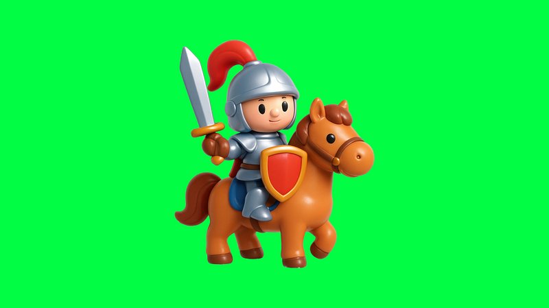 Playful knight on horseback