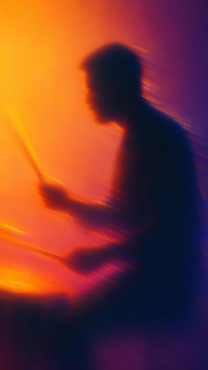 Vibrant silhouette drummer art