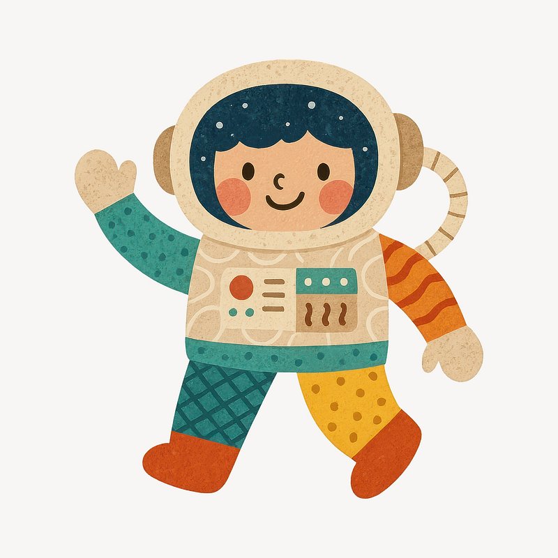 Cute cartoon astronaut illustration.