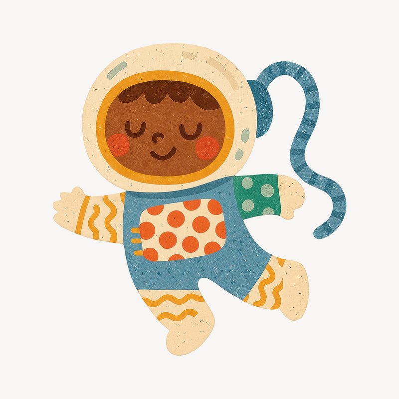 Cute astronaut in colorful spacesuit