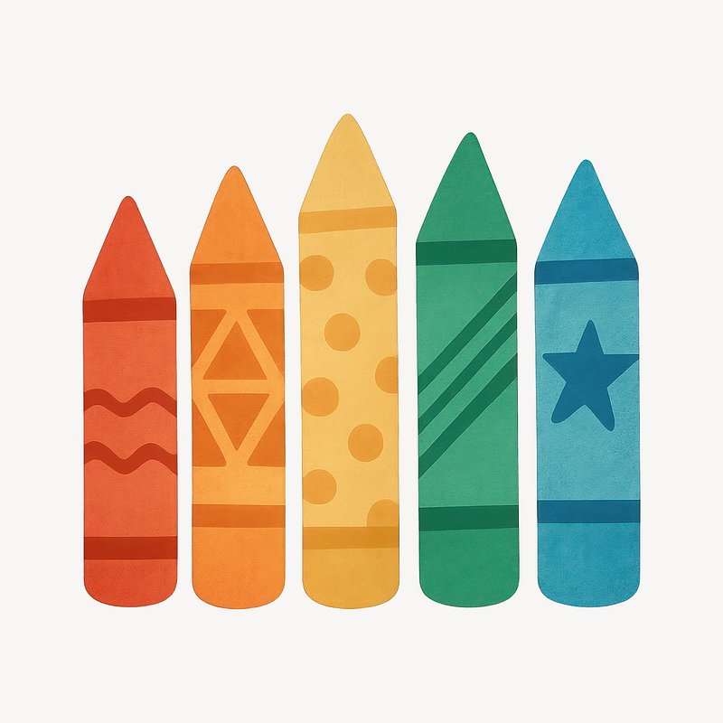 Colorful crayons artistic illustration.
