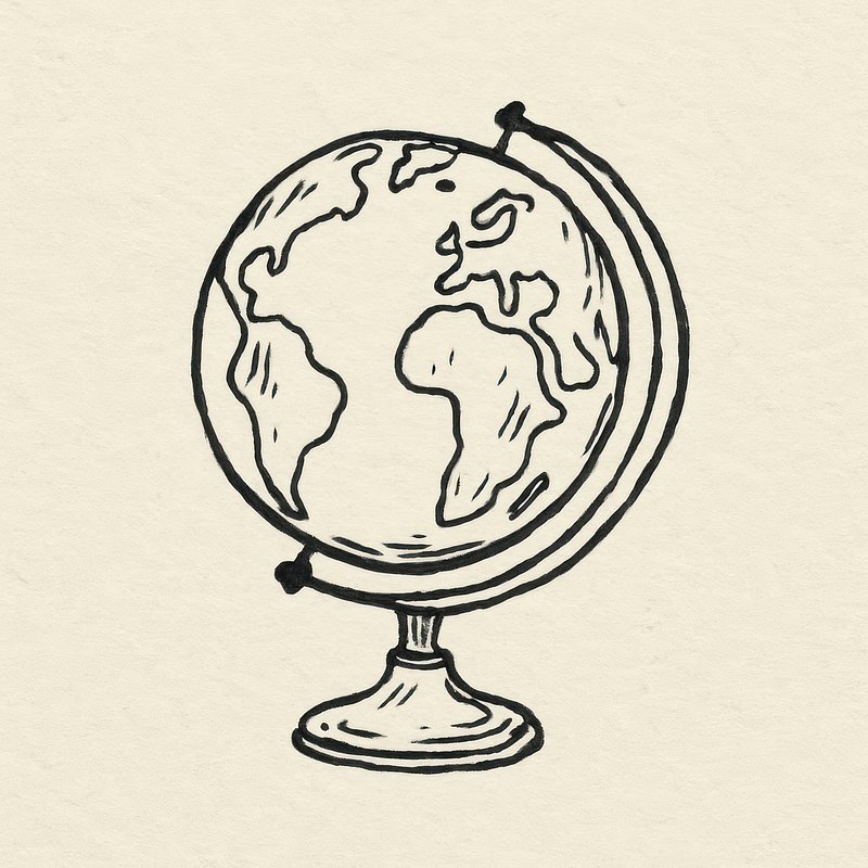 Vintage globe sketch illustration.