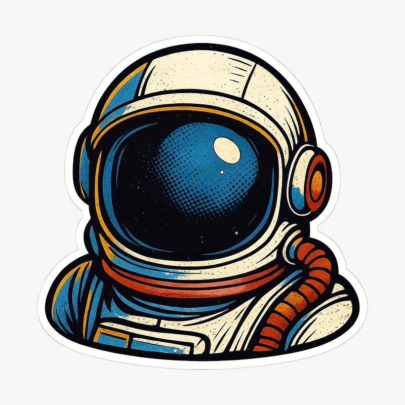 Retro astronaut sticker design.