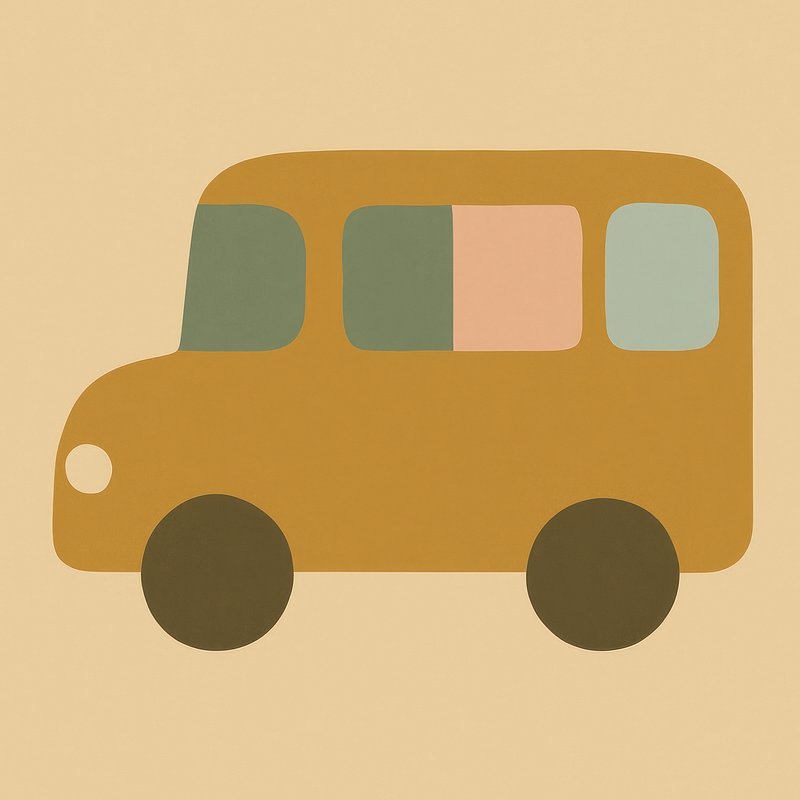 Minimalist retro bus illustration