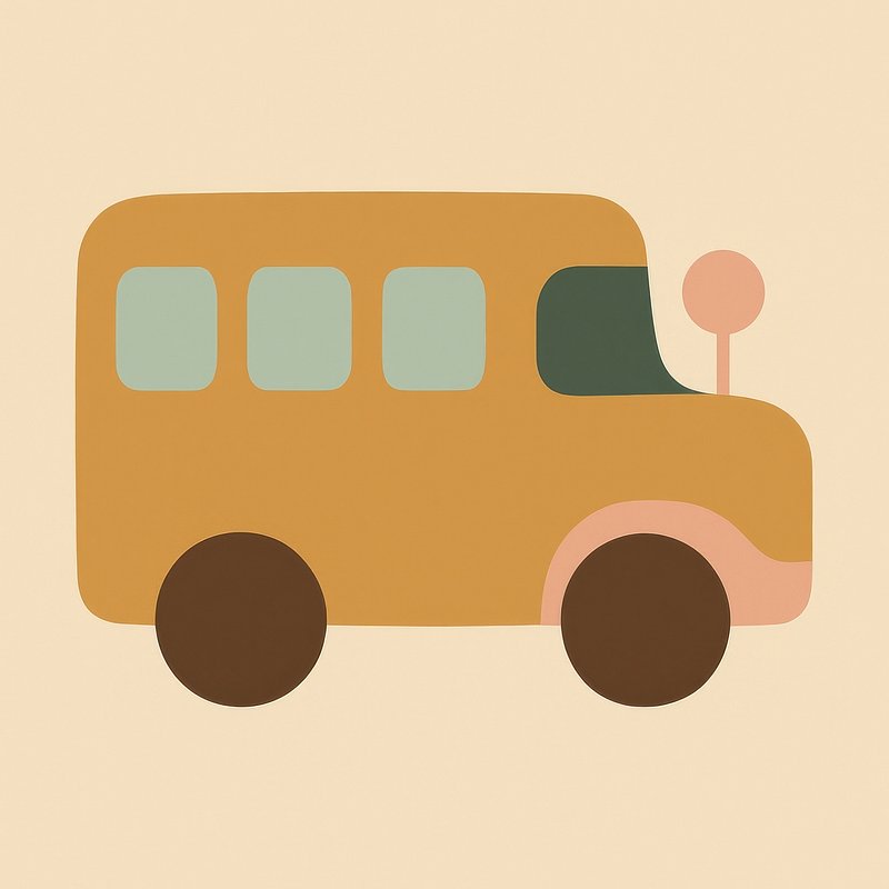 Minimalist school bus illustration.