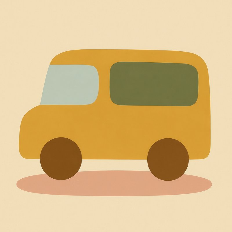 Minimalist retro van illustration.