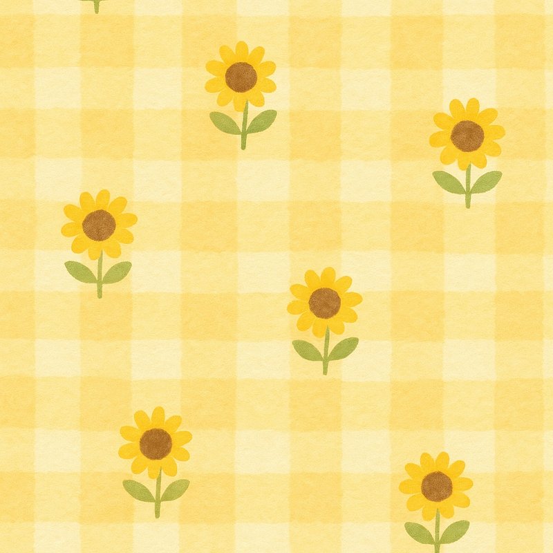 Cheerful sunflowers on plaid