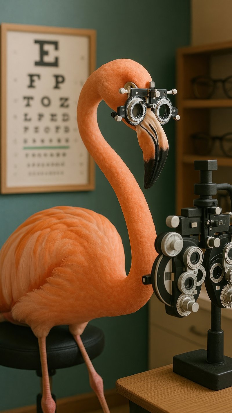 Flamingo eye exam humor