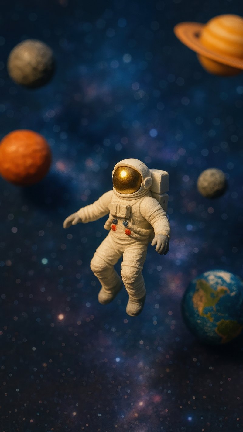 Astronaut floating in outer space.