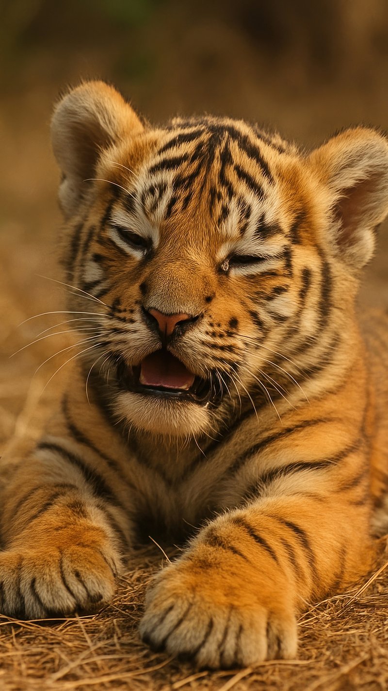 Adorable tiger cub portrait photography | Free Photo - rawpixel, image size:800x1422