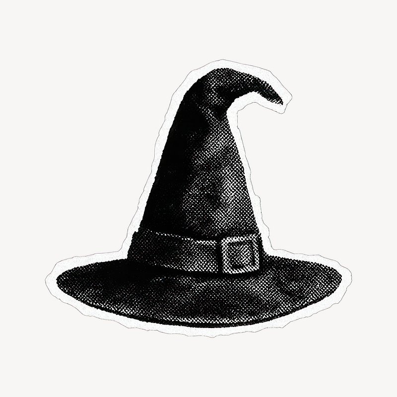 Vintage witch hat illustration.