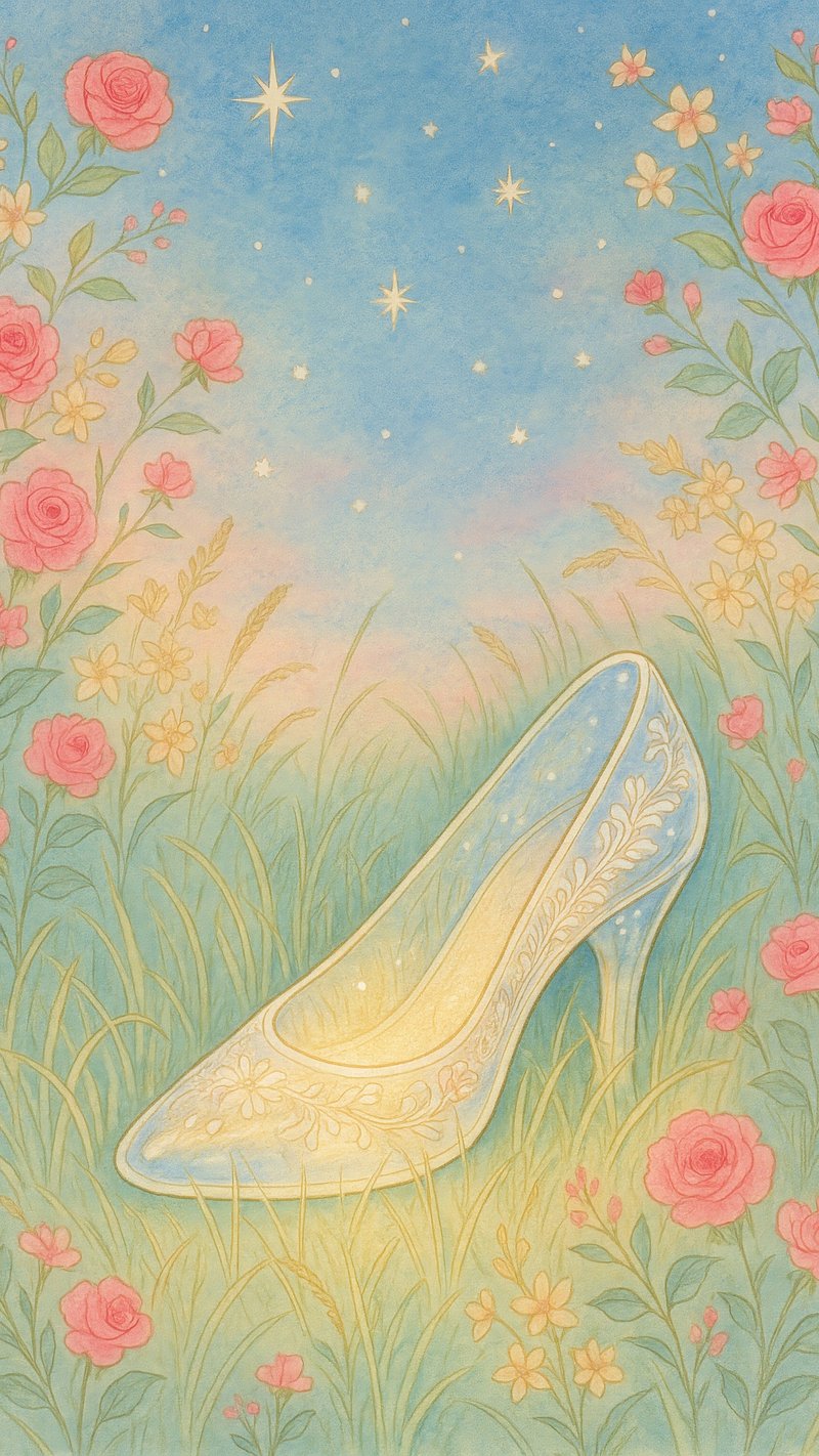 Enchanting glass slipper illustration