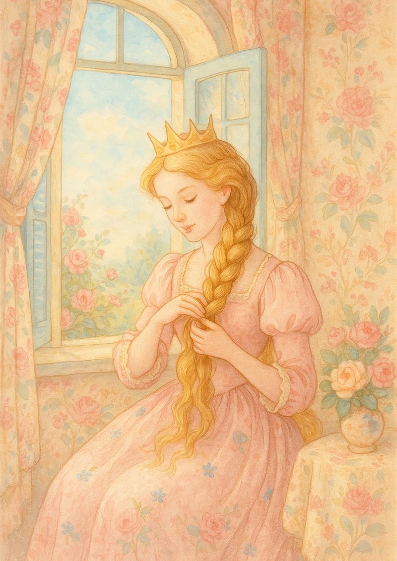 Princess braiding hair window