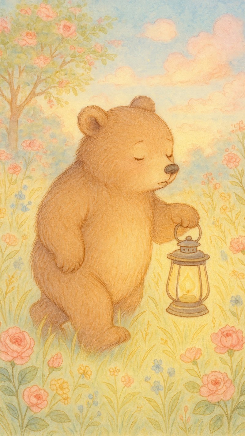 Gentle bear with lantern