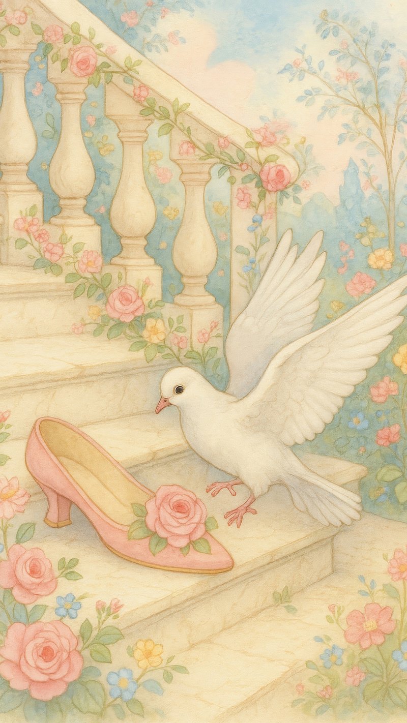 Whimsical fairytale scene with dove.