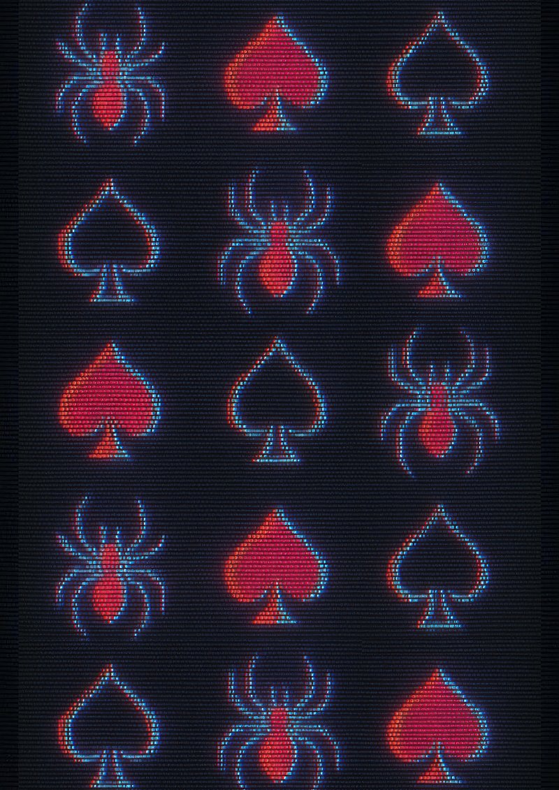 Neon spades and spiders pattern.