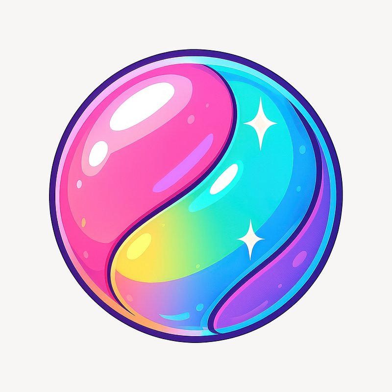 Colorful yin yang sphere illustration.