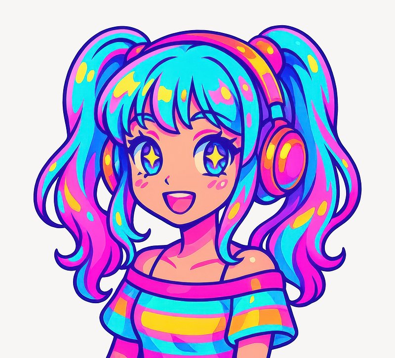 Vibrant anime girl illustration