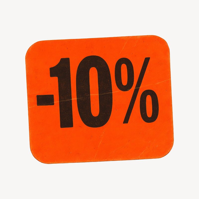 Orange discount label graphic.