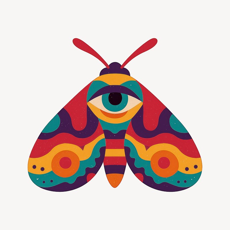 Colorful abstract moth illustration.