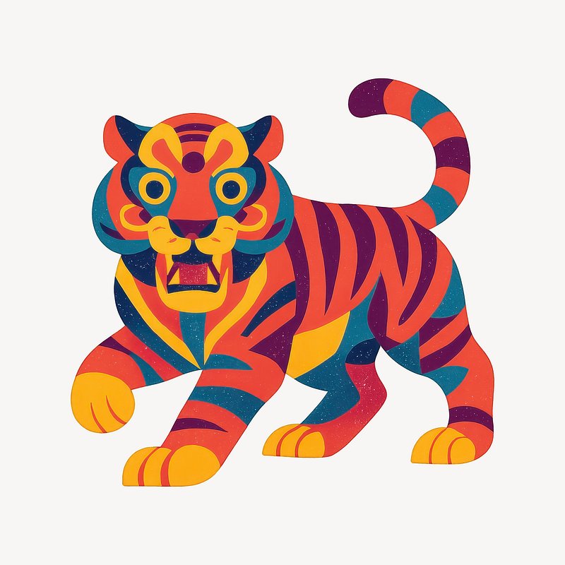 Colorful abstract tiger illustration