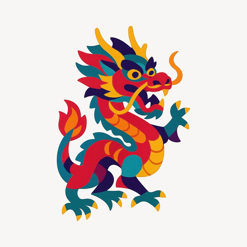 Vibrant mythical dragon illustration