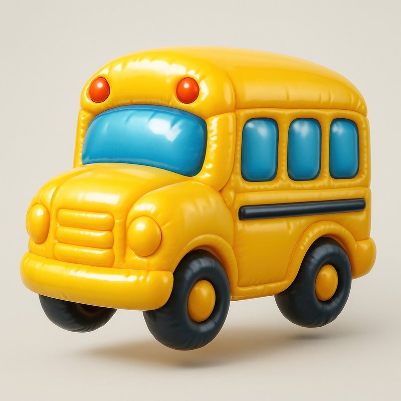 Playful yellow toy bus illustration.