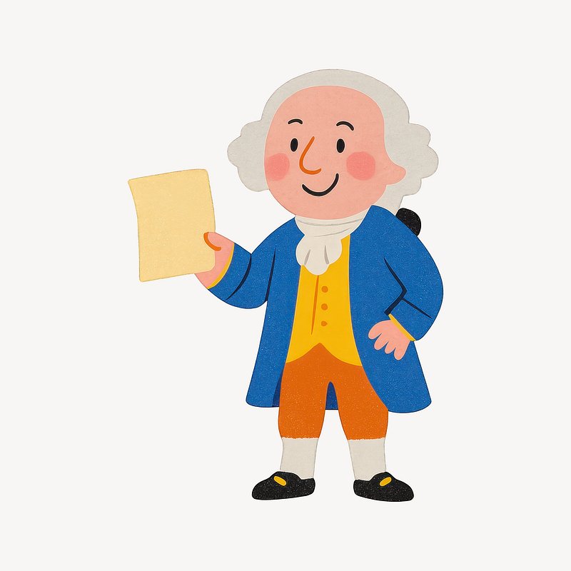 Cartoon historical figure illustration