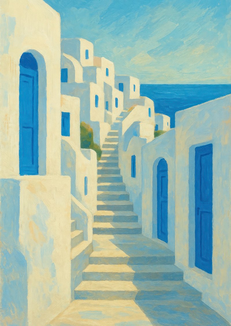 Serene Mediterranean architectural landscape.