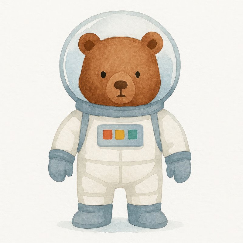 Cute bear astronaut illustration.