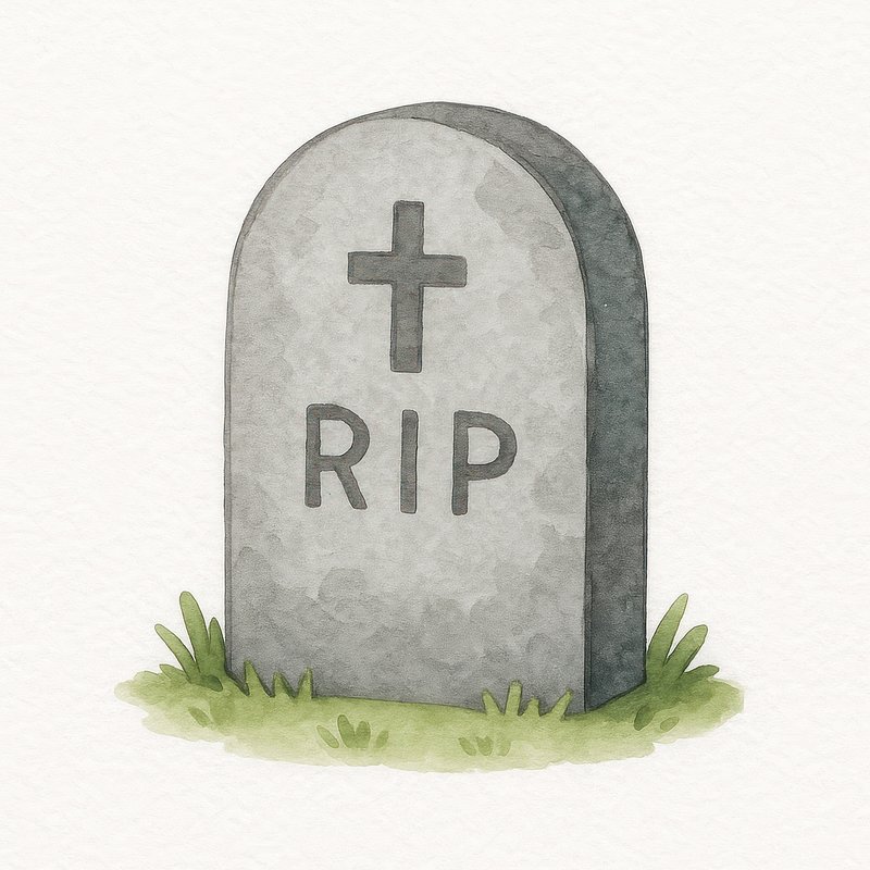 Cartoon tombstone with grass.