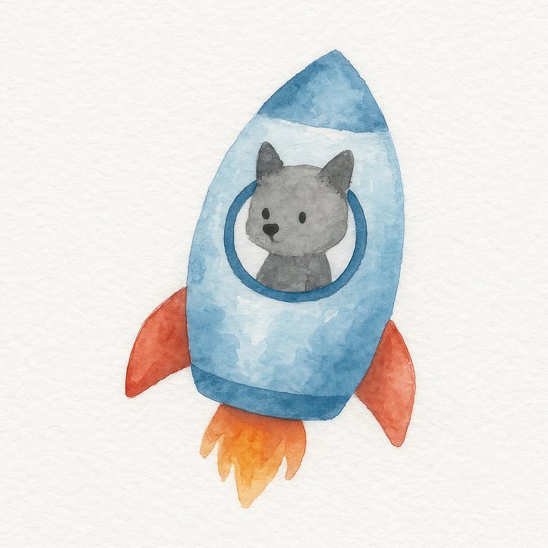 Cute cat in space rocket