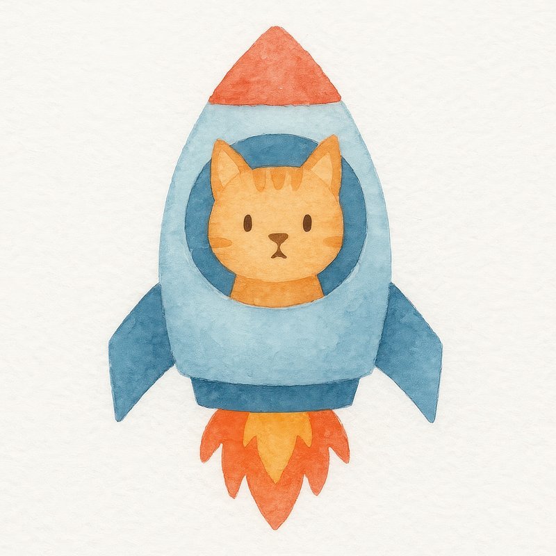 Cute cat in space rocket