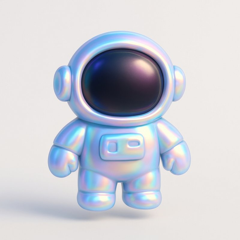 Holographic astronaut toy illustration.