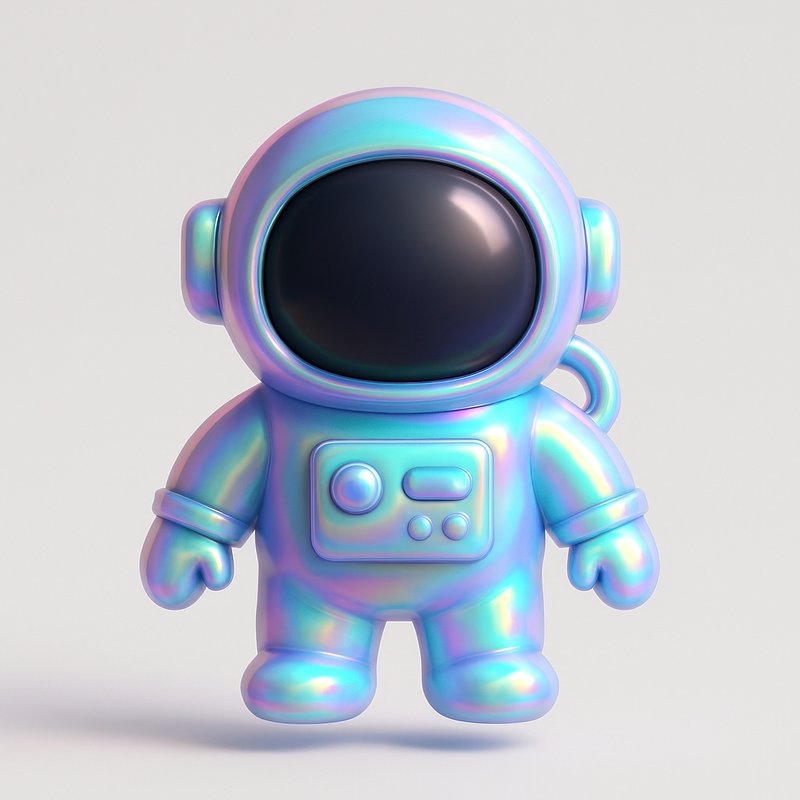 Cute iridescent astronaut figure