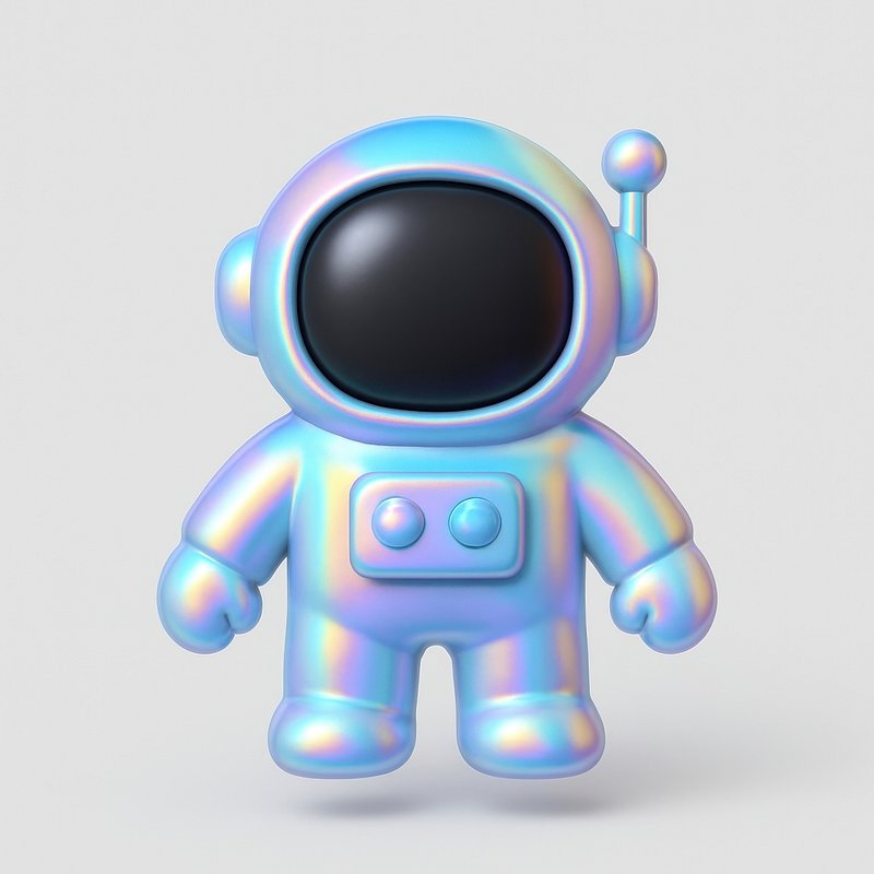 Colorful futuristic astronaut figure.