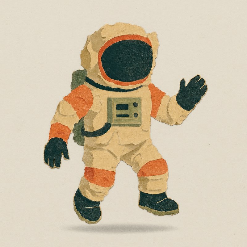 Retro astronaut illustration in space.