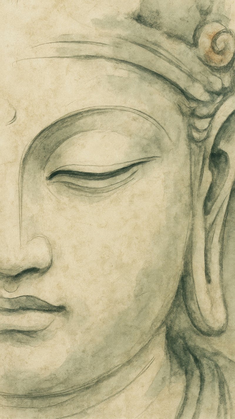 Serene Buddha watercolor art.