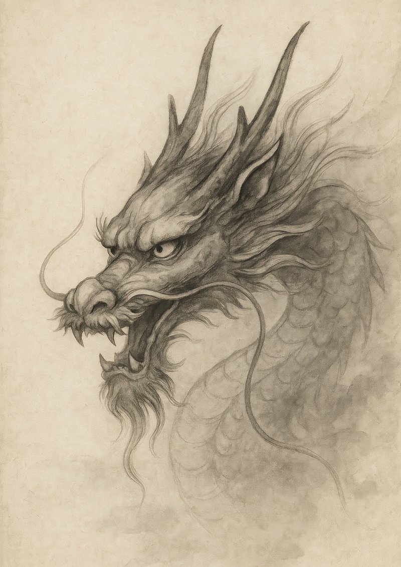 Japanese Dragon Drawing Images | Free Photos, PNG Stickers, Wallpapers \u0026  Backgrounds - rawpixel, image size:800x1131