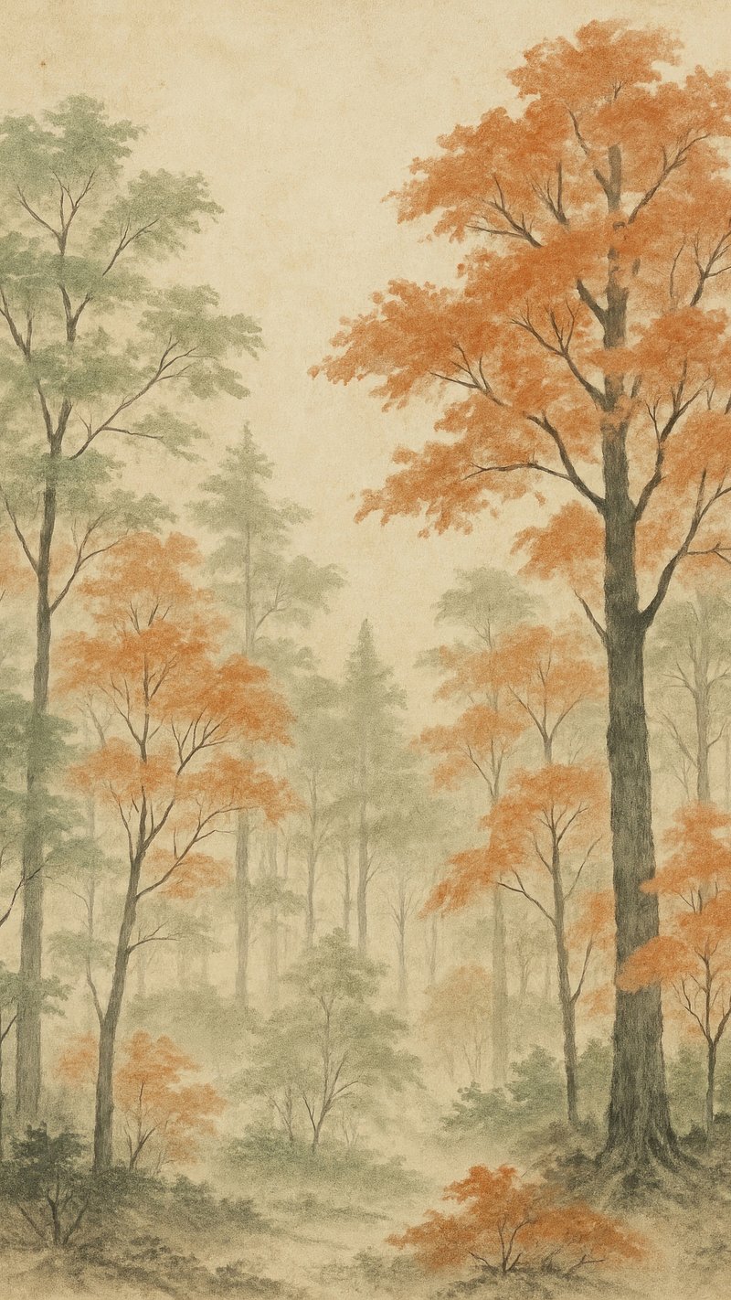 Serene autumn forest illustration