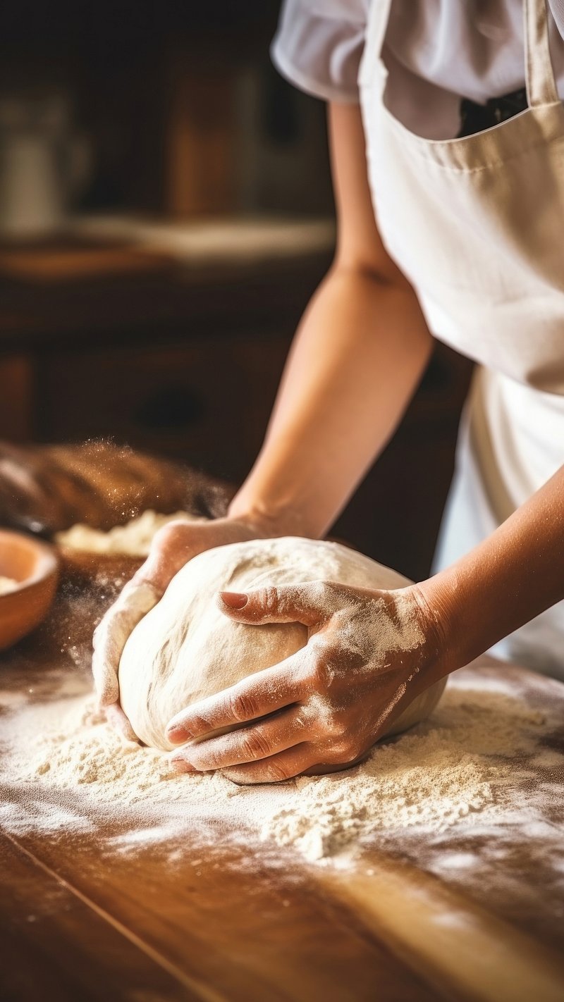 Hands kneading dough passionately