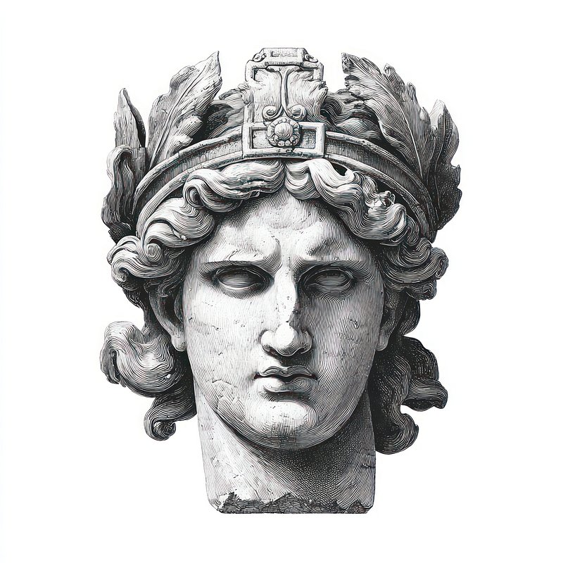Frontal armor piece illustration sculpture classical.