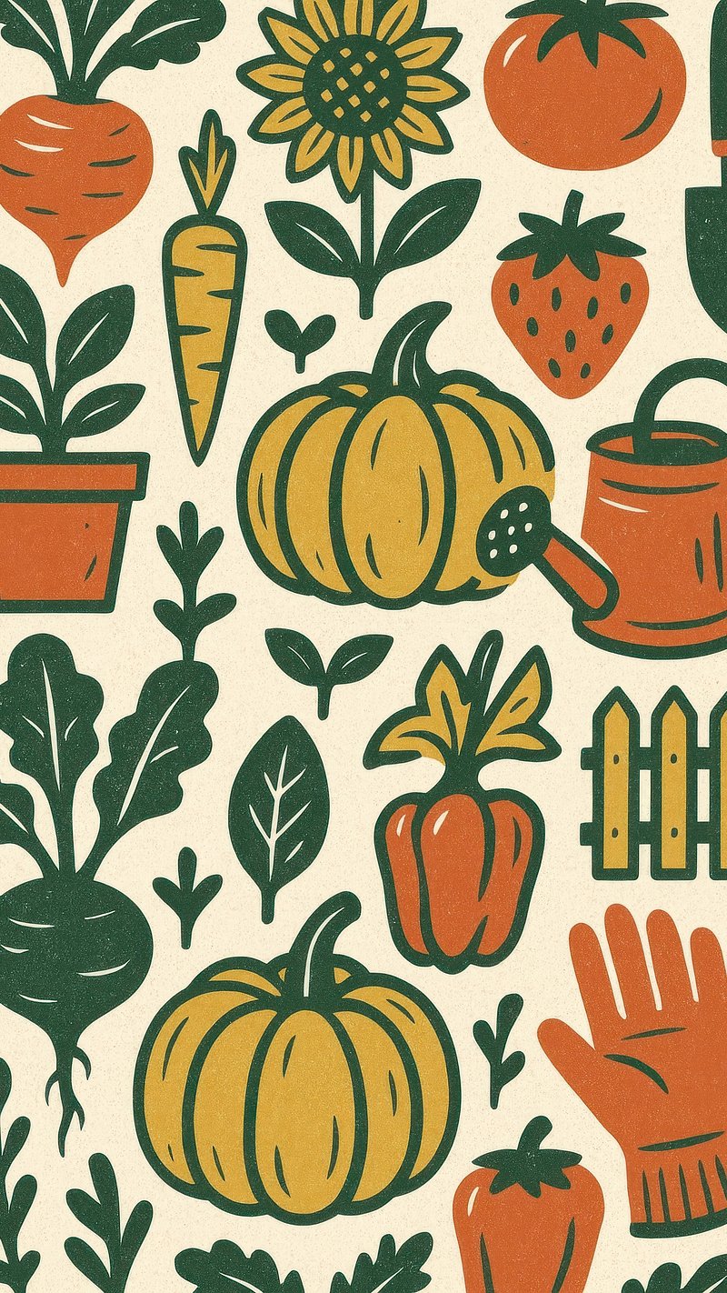 Colorful garden-themed mobile wallpaper.