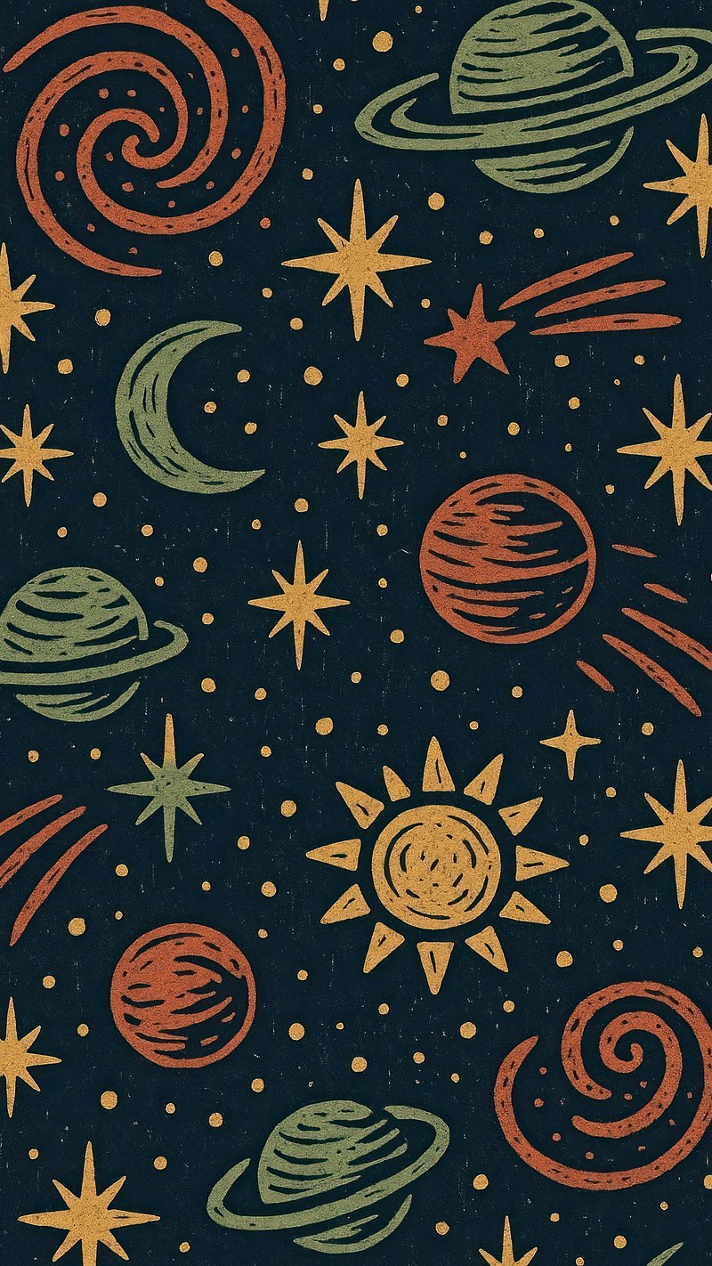 Whimsical cosmic celestial pattern