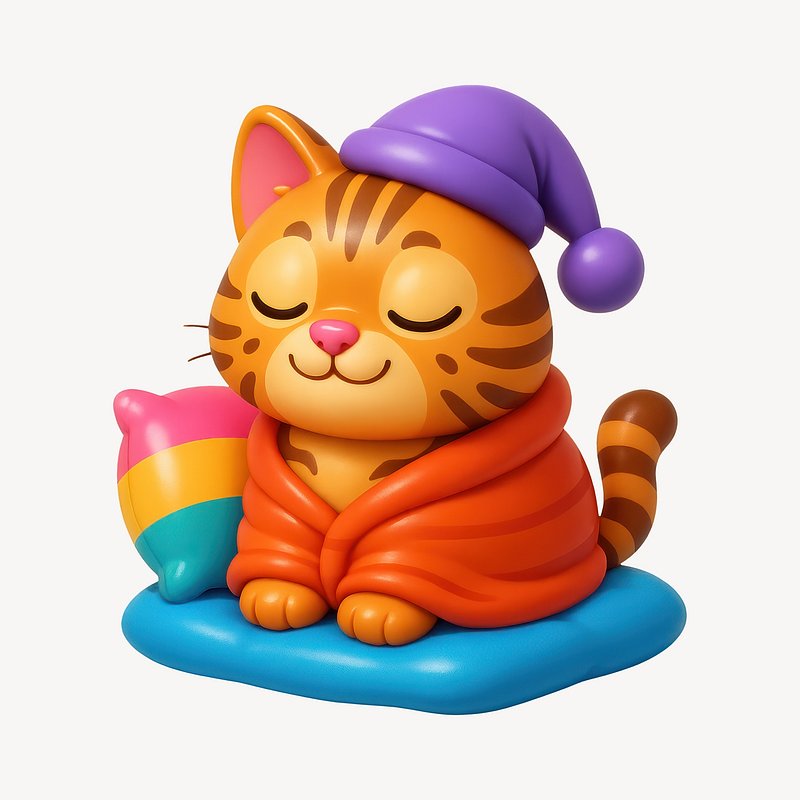 Cute cozy cat illustration
