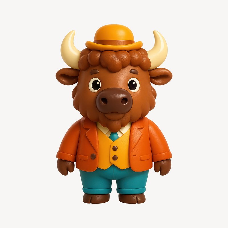 Cute buffalo in formal attire.