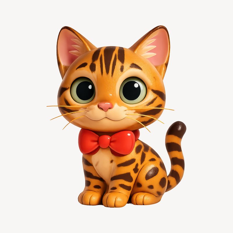 Cute cartoon cat with bowtie.