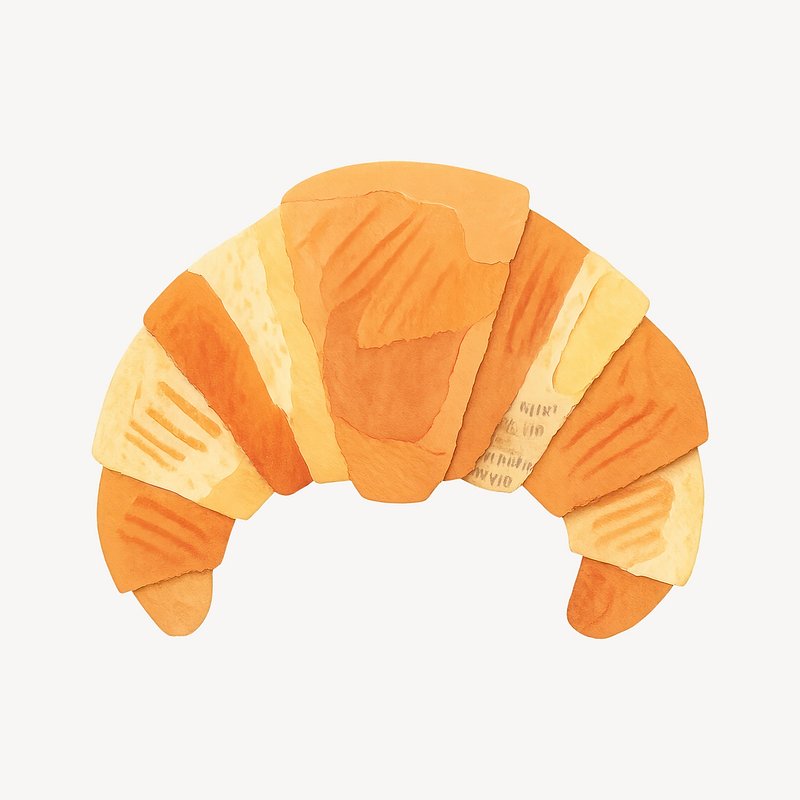 Watercolor croissant illustration art.