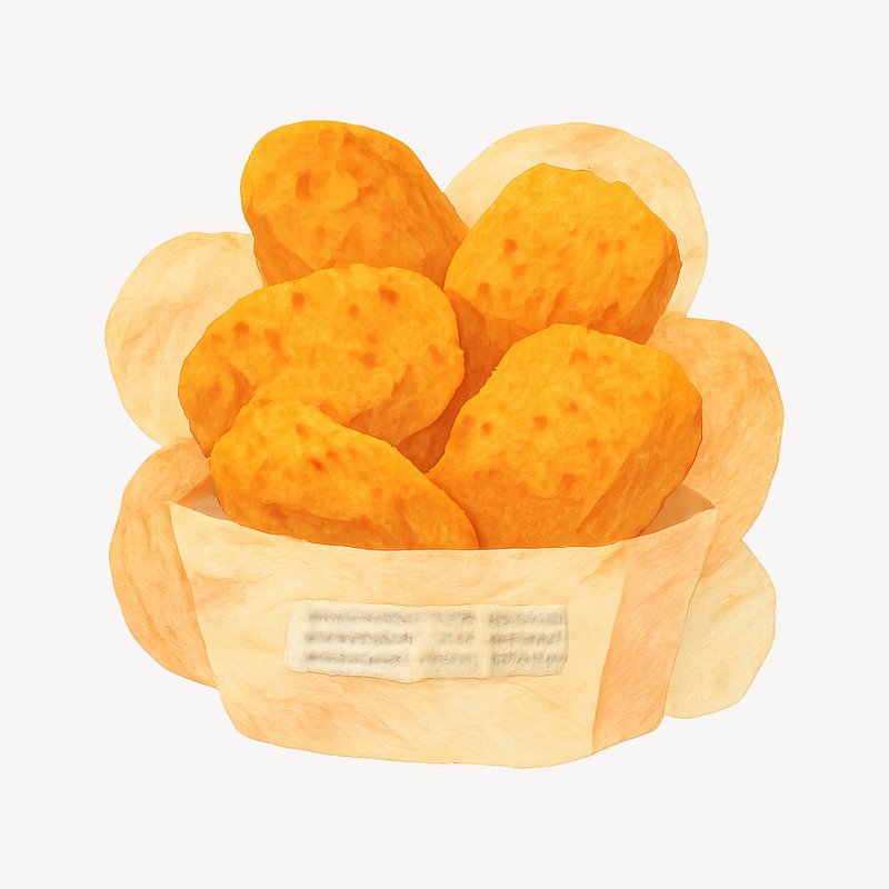 Golden crispy chicken nuggets illustration.
